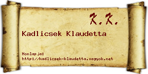 Kadlicsek Klaudetta névjegykártya